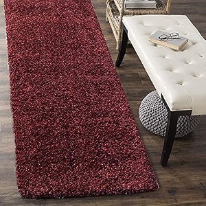 naze modern export quality micro fiber shaggy carpet runner for hall room guest room bedroom etccolor-maroon size2x4 feet 60x120 cm