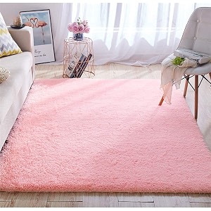 naze modern export quality micro fiber shaggy carpet runner for hall room guest room bedroom etccolor-pink size 5x7 feet152x215 cm