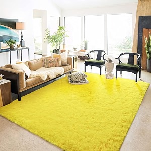 naze modern export quality micro fiber shaggy carpet runner for hall room guest room bedroom etccolor-yellow size 4x6 feet123x185 cm