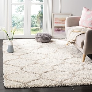 naze modern export quality micro fiber shaggy carpet runner for hall room guest room bedroom etccolor-ivory and beige size 5x7 feet152x215 cm