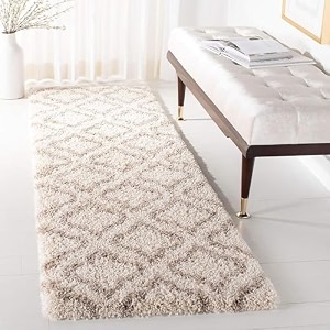 naze modern export quality micro fiber shaggy carpet runner for hall room guest room bedroom etccolor- ivory pattern size 2x6 feet60x185 cm