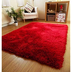 naze modern export quality micro fiber shaggy carpet runner for hall room guest room bedroom etccolor-red size 6x9 feet185x275 cm