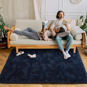 naze modern export quality micro fiber shaggy carpet runner for hall room guest room bedroom etccolor-black size 5x8 feet152x245 cm
