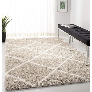 naze modern export quality micro fiber shaggy carpet runner for hall room guest room bedroom etccolor-beige n ivory size 3x5 feet92x152 cm