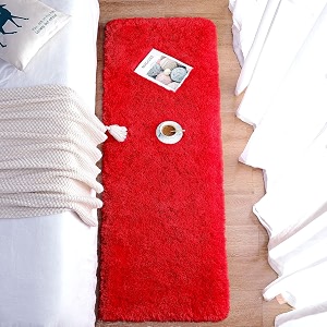 naze modern export quality micro fiber shaggy carpet runner for hall room guest room bedroom etccolor-red size 2x6 feet60x185 cm