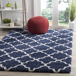 naze modern export quality micro fiber shaggy carpet runner for hall room guest room bedroom etccolor- blue and ivory ii size 3x5 feet92x152 cm