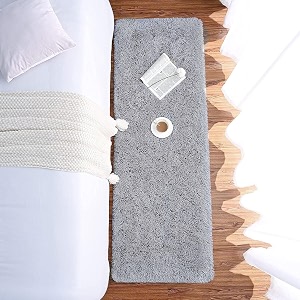 naze modern export quality micro fiber shaggy carpet runner for hall room guest room bedroom etccolor-silver size 2x5 feet60x155 cm