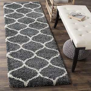 naze modern export quality micro fiber shaggy carpet runner for hall room guest room bedroom etccolor-grey and ivory size 2x5 feet60x155 cm