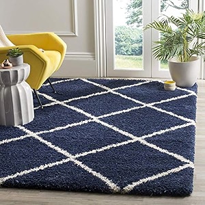 naze modern export quality micro fiber shaggy carpet runner for hall room guest room bedroom etccolor-blue n ivory size 5x8 feet152x245 cm