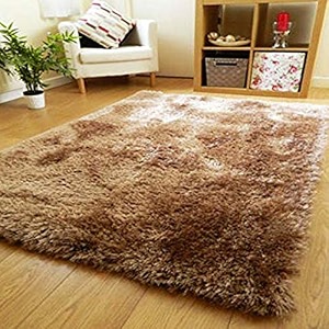 naze modern export quality micro fiber shaggy carpet runner for hall room guest room bedroom etccolor-gold size 3x5 feet92x152 cm