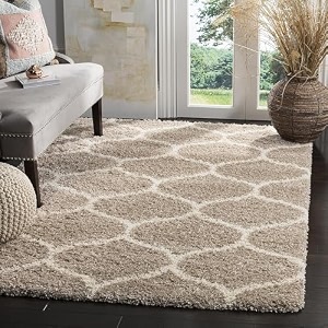 naze modern export quality micro fiber shaggy carpet runner for hall room guest room bedroom etccolor-beige and ivory size 3x5 feet92x152 cm
