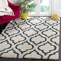 Naze Modern Export Quality Micro Fiber Shaggy Carpet, Runner for Hall, Room, Guest Room, Bedroom etcColor-. Ivory Blue Patter Size 3x5 feet(92x152 cm)