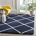 Naze Modern Export Quality Micro Fiber Shaggy Carpet, Runner for Hall, Room, Guest Room, Bedroom etcColor-Blue N Ivory Size 3x5 feet(92x152 cm)