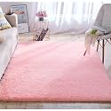 Naze Modern Export Quality Micro Fiber Shaggy Carpet, Runner for Hall, Room, Guest Room, Bedroom etcColor-Pink Size 6x9 feet(185x275 cm)
