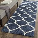 Naze Modern Export Quality Micro Fiber Shaggy Carpet, Runner for Hall, Room, Guest Room, Bedroom etcColor-Blue and Ivory Size 2x6 feet(60x185 cm)