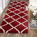 Naze Modern Export Quality Micro Fiber Shaggy Carpet, Runner for Hall, Room, Guest Room, Bedroom etcColor-Red and Ivory Size 2x5 feet(60x155 cm)