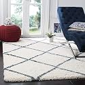Naze Modern Export Quality Micro Fiber Shaggy Carpet, Runner for Hall, Room, Guest Room, Bedroom etcColor-Ivory Blue Box Size 5x8 feet(152x245 cm)