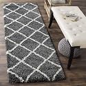 Naze Modern Export Quality Micro Fiber Shaggy Carpet, Runner for Hall, Room, Guest Room, Bedroom etcColor-Grey N Ivory Size 2x6 feet(60x185 cm)