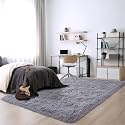 Naze Modern Export Quality Micro Fiber Shaggy Carpet, Runner for Hall, Room, Guest Room, Bedroom etcColor-Silver Size 6x9 feet(185x275 cm)