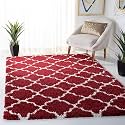 Naze Modern Export Quality Micro Fiber Shaggy Carpet, Runner for Hall, Room, Guest Room, Bedroom etcColor-. Red Ivory II Size 3x5 feet(92x152 cm)