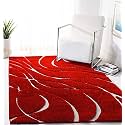 Naze Modern Export Quality Micro Fiber Shaggy Carpet, Runner for Hall, Room, Guest Room, Bedroom etcColor-Red Ivory H/L Size 2x6 feet(60x185 cm)