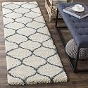 Naze Modern Export Quality Micro Fiber Shaggy Carpet, Runner for Hall, Room, Guest Room, Bedroom etcColor-Ivory Blue Size 2x5 feet(60x155 cm)