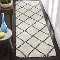Naze Modern Export Quality Micro Fiber Shaggy Carpet, Runner for Hall, Room, Guest Room, Bedroom etcColor-Ivory Blue Box Size 2x5 feet(60x155 cm)