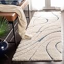 Naze Modern Export Quality Micro Fiber Shaggy Carpet, Runner for Hall, Room, Guest Room, Bedroom etcColor-Ivory Blue H/L Size 2x6 feet(60x185 cm)