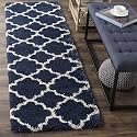 Naze Modern Export Quality Micro Fiber Shaggy Carpet, Runner for Hall, Room, Guest Room, Bedroom etcColor-. Blue and Ivory II Size 2x6 feet(60x185 cm)