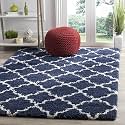 Naze Modern Export Quality Micro Fiber Shaggy Carpet, Runner for Hall, Room, Guest Room, Bedroom etcColor-. Blue and Ivory II Size 3x5 feet(92x152 cm)