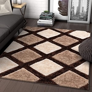 Naze Modern Geometric Area Rug Shag Texture
