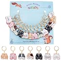 NBEADS 14 Pcs Cat Stitch Markers, Alloy Enamel Crochet Stitch Marker Charms Locking Stitch Marker with 304 Stainless Steel Clasp for Crochet Weaving Sewing Accessories Quilting Jewelry Making