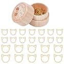 NBEADS 30 Pcs Cat's Head Stitch Marker Rings, Alloy Metallic Stitch Marker Knitting Stitch Counter Stitch Ring Markers with Wooden Storage Box for Knitting Sewing Quilting Jewelry Making