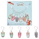 NBEADS 6 Pcs Owl Stitch Markers, 6 Colors Alloy Enamel Crochet Stitch Marker Charms Locking Stitch Marker for Knitting Weaving Sewing Accessories Quilting Handmade Jewelry