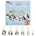 NBEADS 6 Pcs Panda Charm Stitch Markers, 6 Styles Alloy Enamel Crochet Stitch Marker Charms Removable Lobster Clasp Locking for Knitting Weaving Sewing Accessories Handmade Jewelry