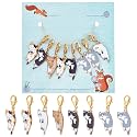 NBEADS 8 Pcs Cat Stitch Markers, Alloy Enamel Crochet Stitch Marker Charms Locking Stitch Marker with Lobster Claw Clasps for Knitting Weaving Sewing Accessories Quilting Jewelry Making