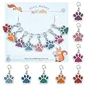 NBEADS 8-Piece Dog Paw Stitch Markers, 8 Color Enamel Alloy Crochet &amp; Knitting Stitch Marker Charms