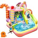 NBSPORT Inflatable Water Slide Bounce House for Kids, Candy Style, Blow up