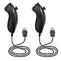 NC Nunchuck Controller Joystick Gamepad Replacement for wii Nunchuck Controller, Compatible with Nintendo Wii &amp; Wii U Video Game Gamepads. (Black 2PCS)