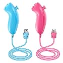 NC Nunchuck Controller Joystick Gamepad Replacement for wii Nunchuck Controller, Compatible with Nintendo Wii & Wii U Video Game Gamepads. (Blue+Pink)