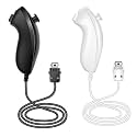 NC Nunchuck Controller Joystick Gamepad Replacement for wii Nunchuck Controller, Compatible with Wii & Wii U Video Game Gamepads. (Black+White)