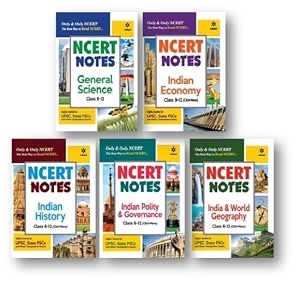 ncert notes 5-books setgeneral science  india amp world geography  indian economy  indian polity amp governance  indian history class 6-12 oldnew paperback