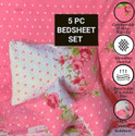 NCS Cotton Queen Flat 280 TC Floral 1 Bedsheet with 2 Pillow Covers, 2 Cushion Covers