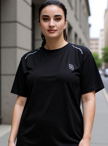 ND Solid Women Round Neck Black T-Shirt