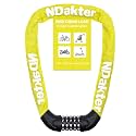 NDakter Bike Lock, 5 Digit Combination Heavy Duty Anti Theft Bicycle Chain Lock, 2.62/3.2/4.27/5/6Ft Long, High Security Resettable, Suitable for Bike, Scooter, Door, Gate, Fence-4/6mm Thick