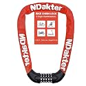 NDakter Bike Lock, 5 Digit Combination Heavy Duty Anti Theft Bicycle Chain Lock, 2.62/3.2/4.27/5/6Ft Long, High Security Resettable, Suitable for Bike, Scooter, Door, Gate, Fence-4/6mm Thick