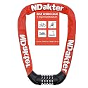 NDakter Bike Lock, 5 Digit Combination Heavy Duty Anti Theft Bicycle Chain Lock, 2.62/3.2/4.27/5/6Ft Long, High Security Resettable, Suitable for Bike, Scooter, Door, Gate, Fence-4/6mm Thick