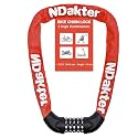 NDakter Bike Lock, 5 Digit Combination Heavy Duty Anti Theft Bicycle Chain Lock, 2.62/3.2/4.27/5/6Ft Long, High Security Resettable, Suitable for Bike, Scooter, Door, Gate, Fence-4/6mm Thick