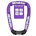 NDakter Bike Lock, 5 Digit Combination Heavy Duty Anti Theft Bicycle Chain Lock, 2.62/3.2/4.27/5/6Ft Long, High Security Resettable, Suitable for Bike, Scooter, Door, Gate, Fence-4/6mm Thick