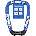 NDakter Bike Lock, 5 Digit Combination Heavy Duty Anti Theft Bicycle Chain Lock, 2.62/3.2/4.27/5/6Ft Long, High Security Resettable, Suitable for Bike, Scooter, Door, Gate, Fence-4/6mm Thick